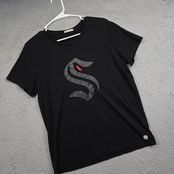 Marine Layer Seattle Kraken Tee Women M Black Supima Cotton Ice Hockey NHL Sport - Picture 1 of 15